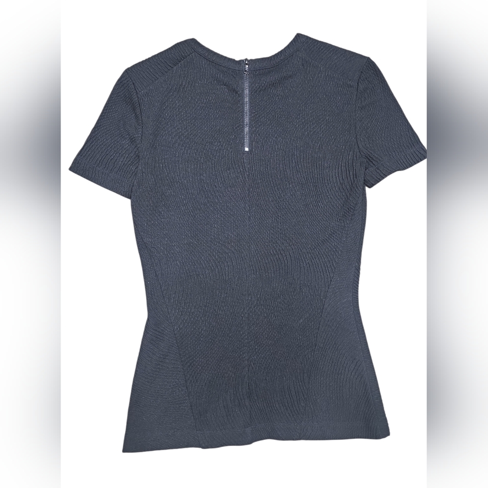 Rag &‎ Bone Textured Stretchy Short Sleeve Shirt Zipper XS Black - Picture 5 of 7
